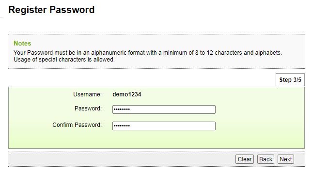 Register Password 